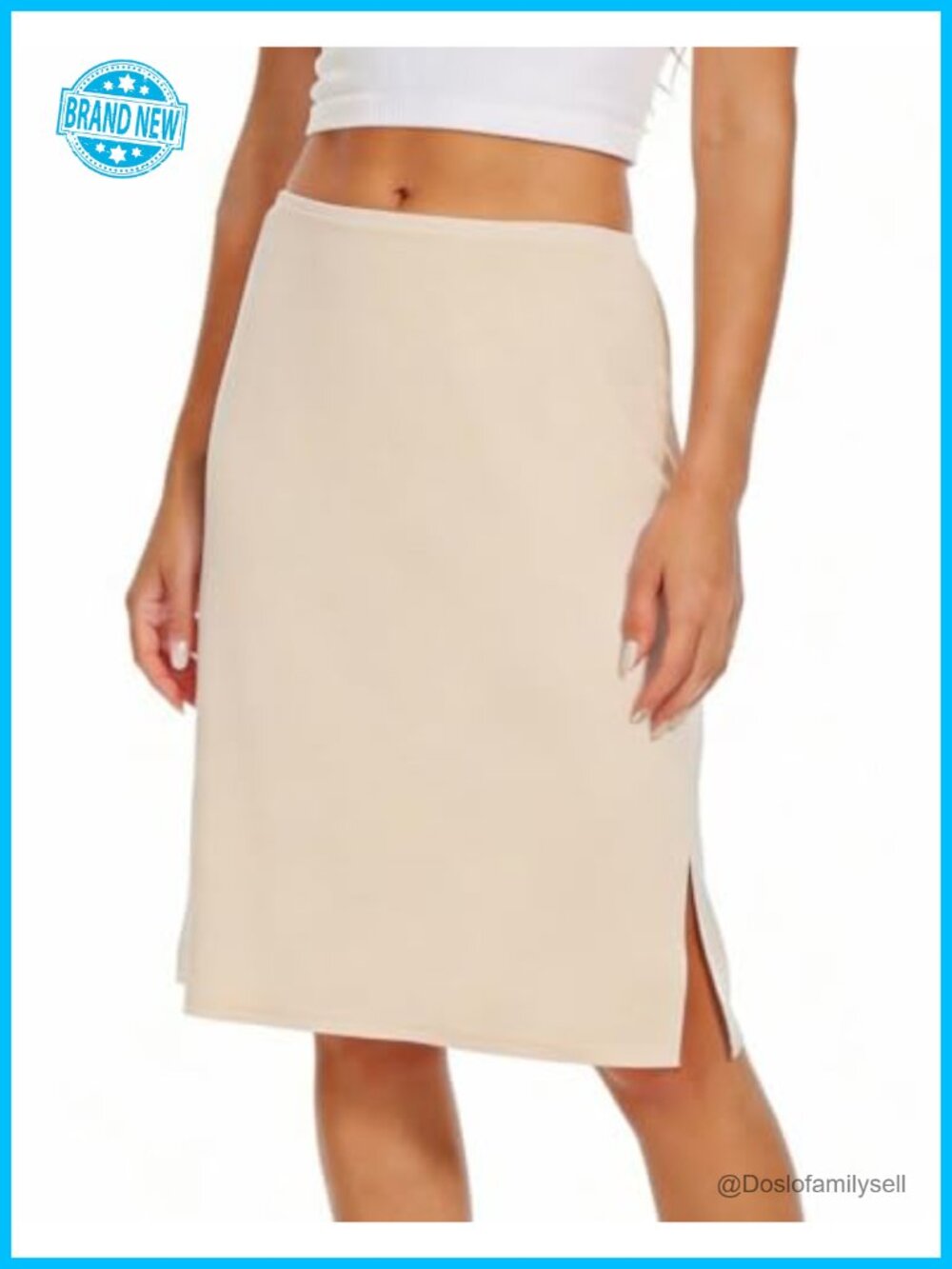 Half Slip for Women Knee Length Side Slit Non Cling Skirt Slip Under Dress